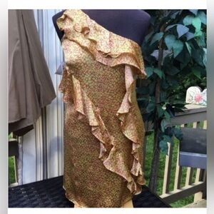 Collective Concepts one shoulder sleeve ruffle dress Womans medium